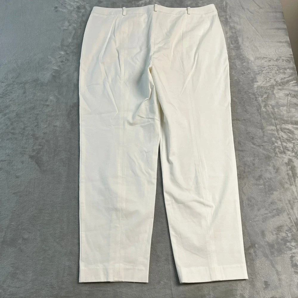 NWT Talbots Heritage White Straight Leg Trousers Pants Womens 18 (39x29) Cotton
